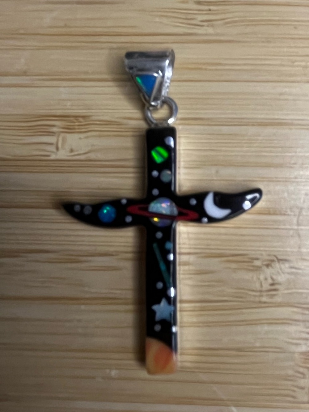 Sterling Cosmic Cross Pendant Necklace